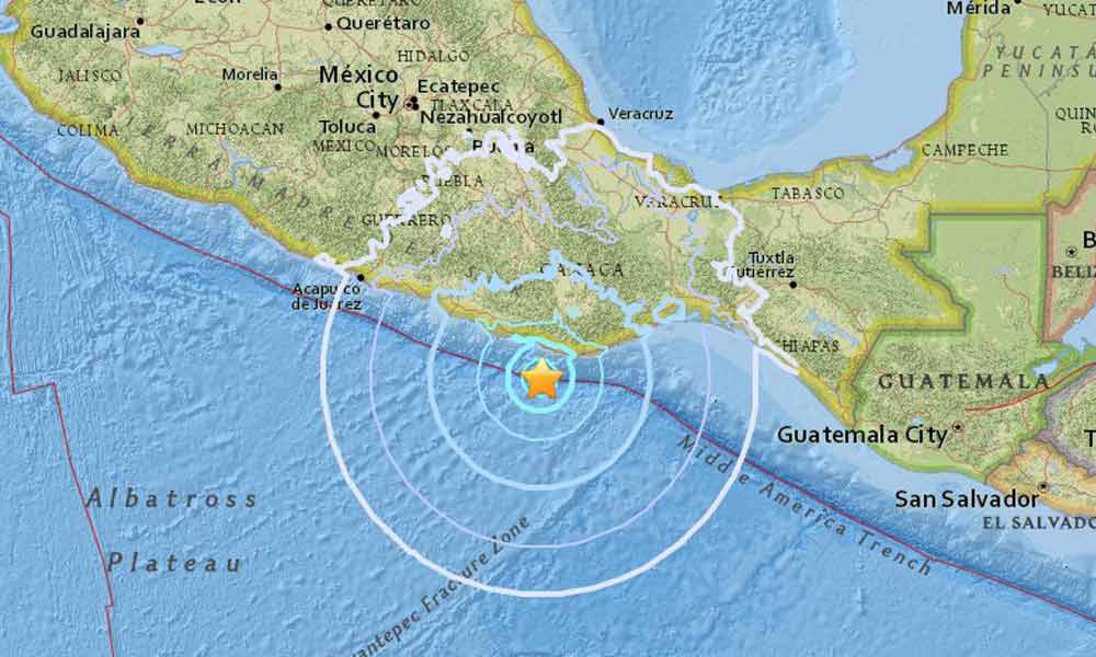 Sin daños en Oaxaca por sismo de 5 grados al sur de Pto Escondido