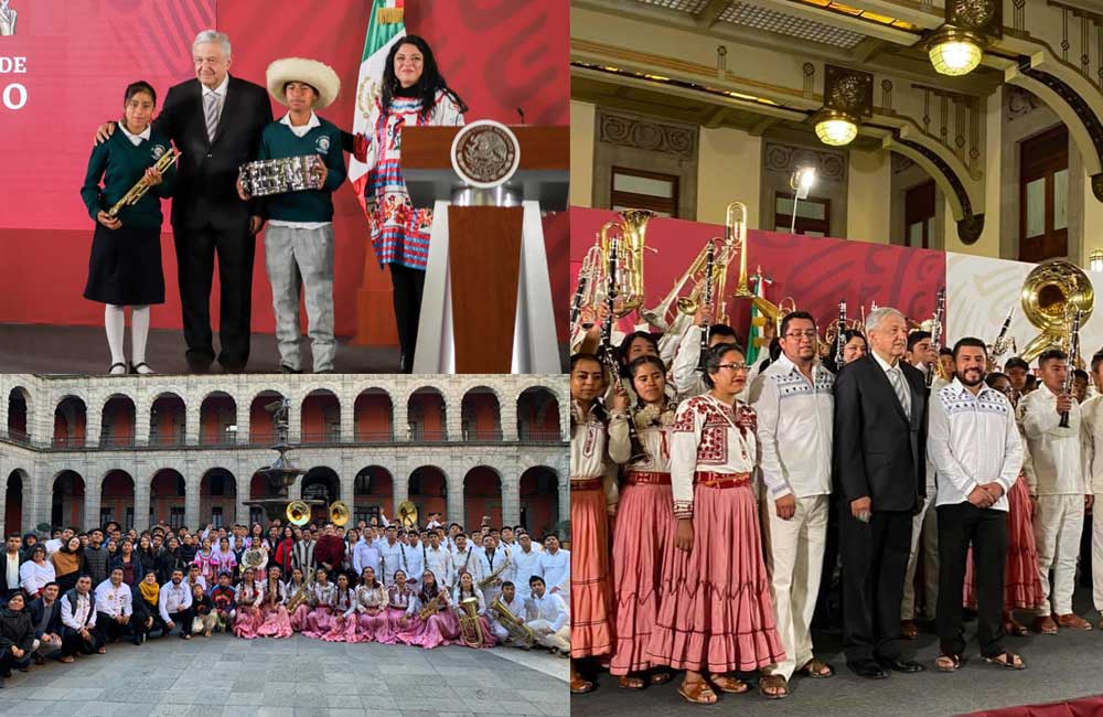 Entregó López Obrador instrumentos musicales a bandas infantiles de Oaxaca