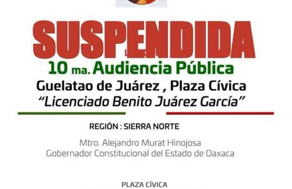 Pospone Gobierno estatal décima Audiencia Pública programada en Guelatao