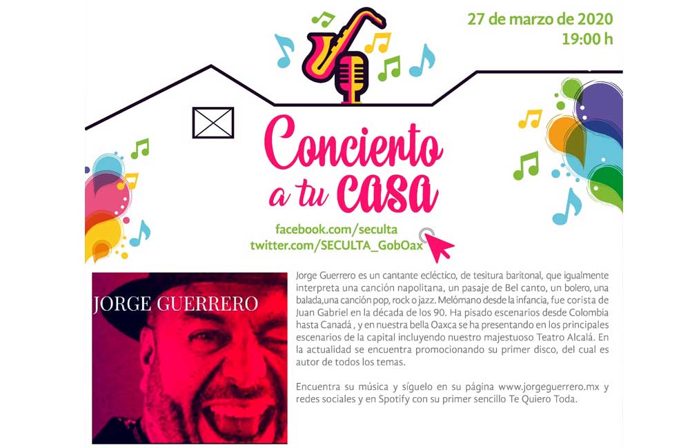 Comparte Jorge Guerrero su música este viernes, a través de ‘Concierto en tu casa’