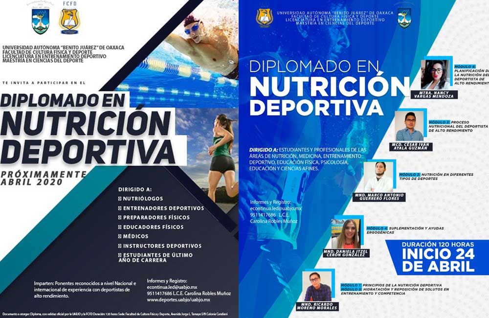 Ofrece UABJO el Diplomado en Nutrición Deportiva