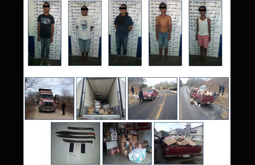 Dan prisión preventiva a 3 de 5 asaltantes de camión en Pochutla