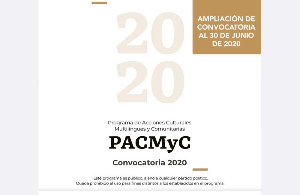 Amplían al 30 de junio el plazo para la convocatoria PACMyC 2020