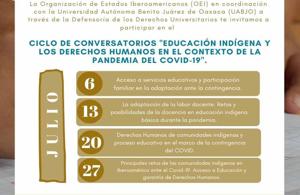 UABJO y OEI harán conversatorios sobre Educación Indígena y DH en la pandemia