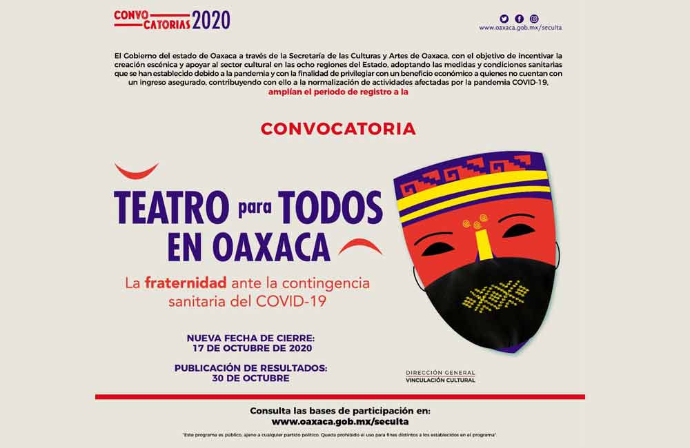 Amplía Seculta plazo de inscripción a ‘Teatro para todos en Oaxaca’