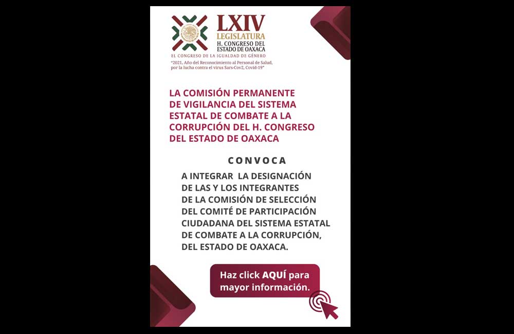 Analiza Congreso perfiles para elegir Comité del Sistema Anticorrupción de Oaxaca