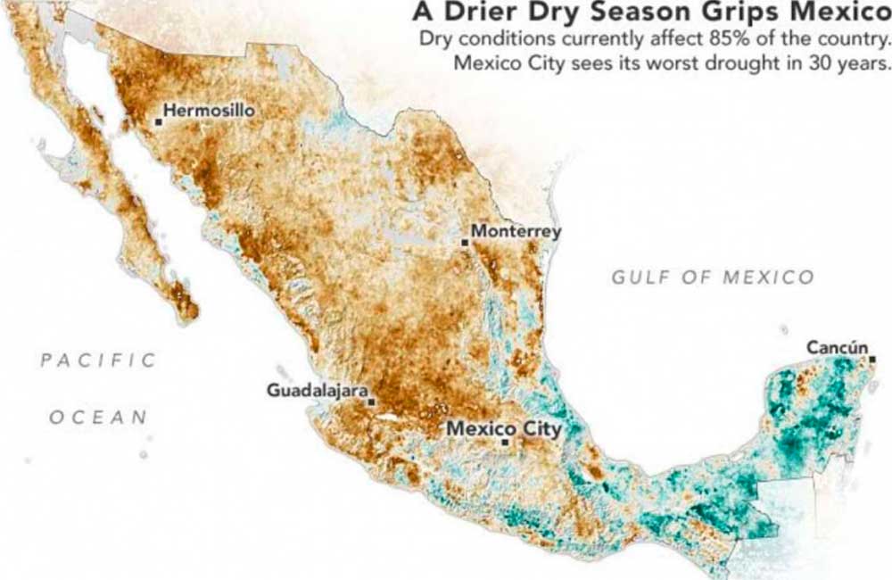 Alerta la NASA sobre grave sequía que enfrenta México