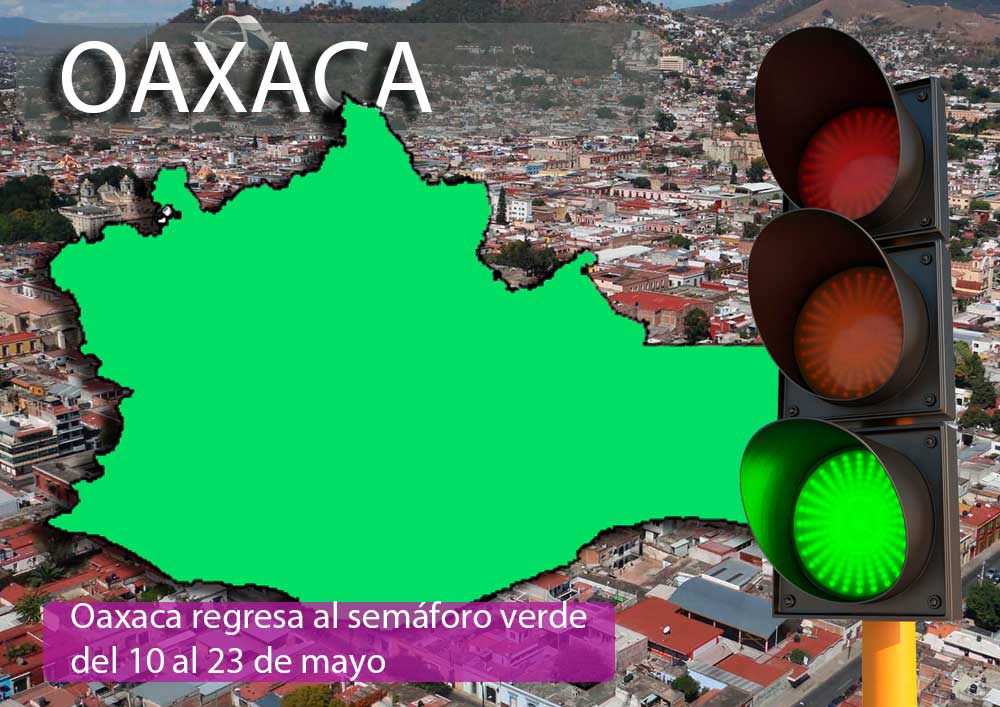 Oaxaca regresa al semáforo verde por segunda ocasión; del 10 al 23 de mayo