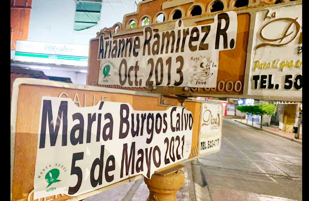 Cambio simbólico de calles y exigencia a la FGEO; 25-N en Huajuapan de León
