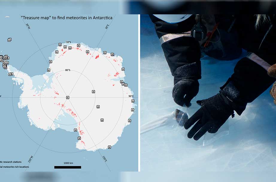 Científicos crean ‘mapa del tesoro’ para encontrar zonas ricas en meteoritos en la Antártida