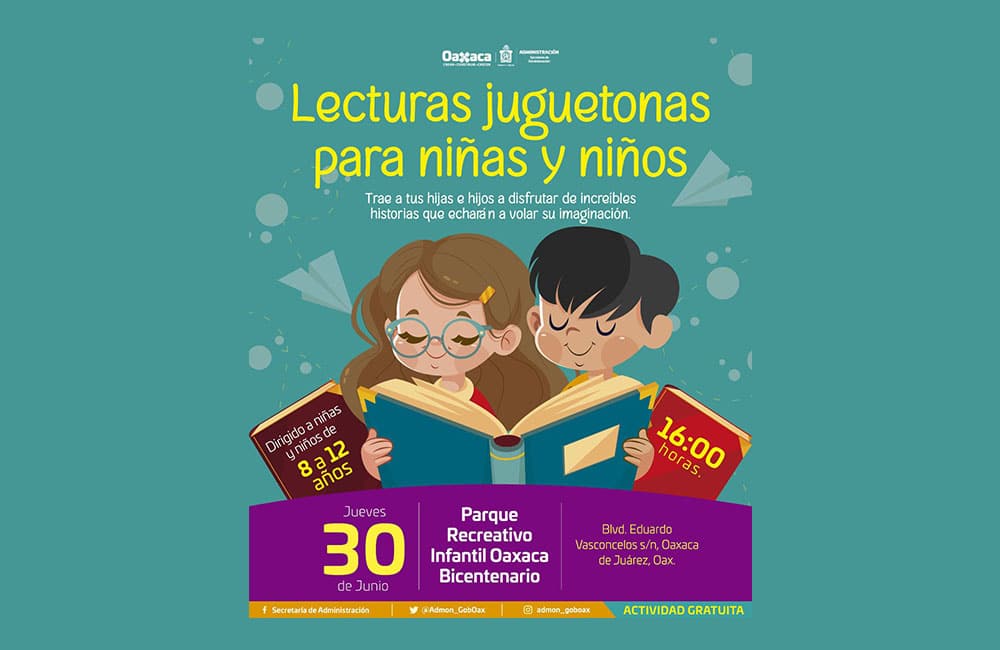 Este jueves habrá ‘Lecturas Juguetonas’ en el Parque Oaxaca Bicentenario