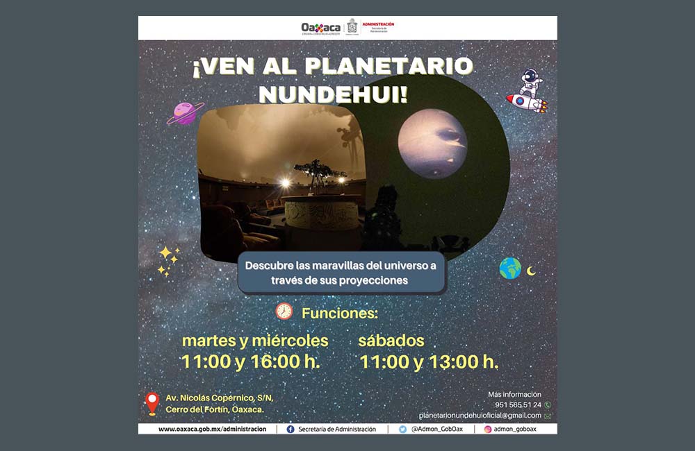 ¡Planetario Nundehui estrena nuevos horarios!