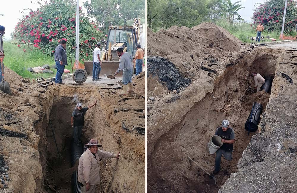 Cambian tubería de línea de drenaje sanitario en Riberas del Río Atoyac