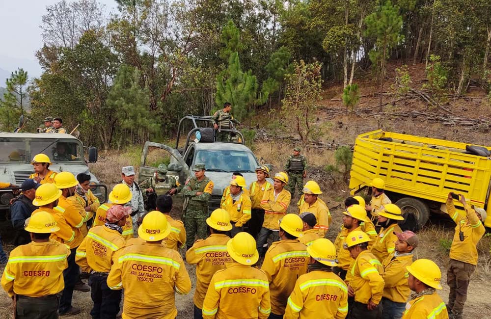 Trabajan 378 personas para sofocar incendio en límites de Mixtepec y Ñumí