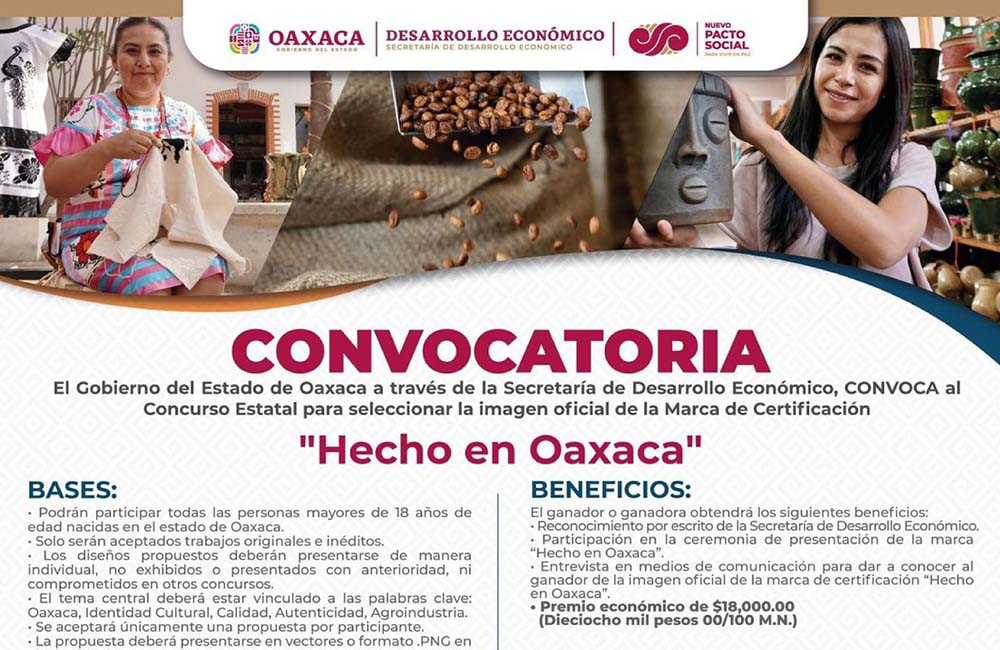 Lanzan convocatoria para seleccionar imagen oficial de la marca “Hecho en Oaxaca”