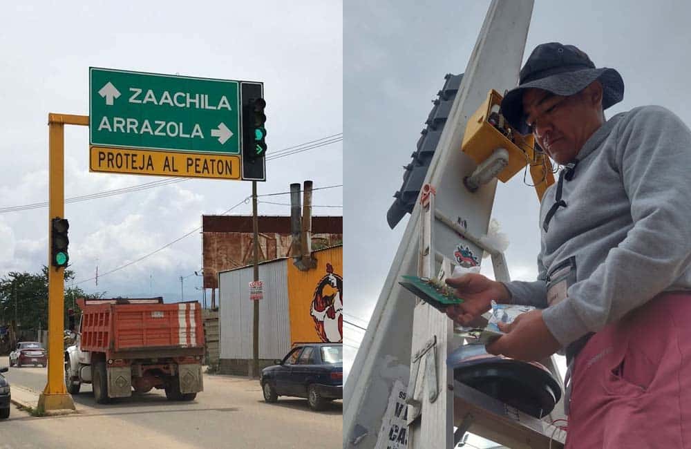 Realizan mantenimiento de semáforos en Xoxocotlán para mejorar la movilidad urbana