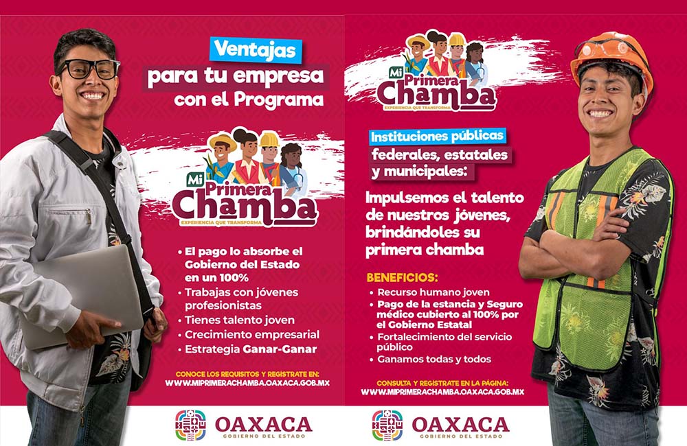 Se convoca a empresas y dependencias de Oaxaca a ser parte de Mi Primera Chamba