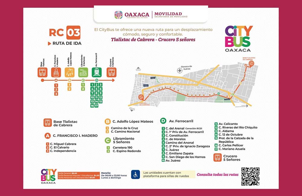 Citybus cubrirá nueva ruta de Tlalixtac de Cabrera al Crucero de 5 Señores