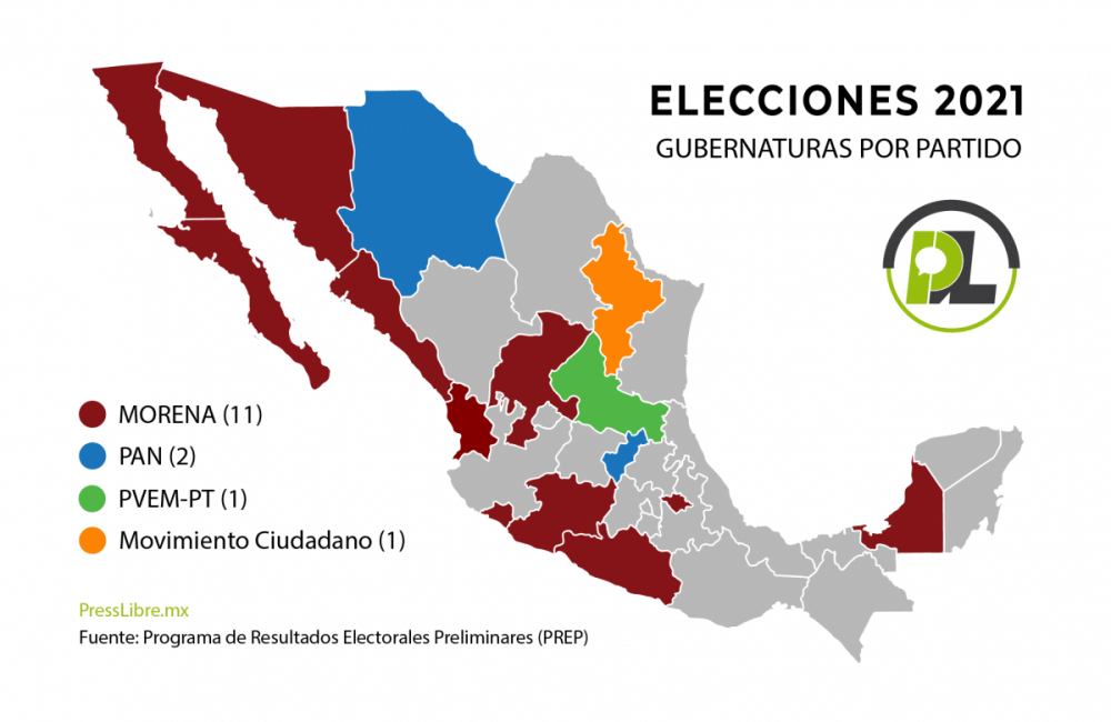 Mapa Gubernaturas Elecciones 2021